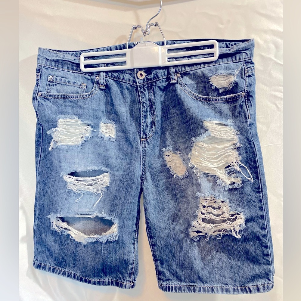 Distressed Denim Shorts